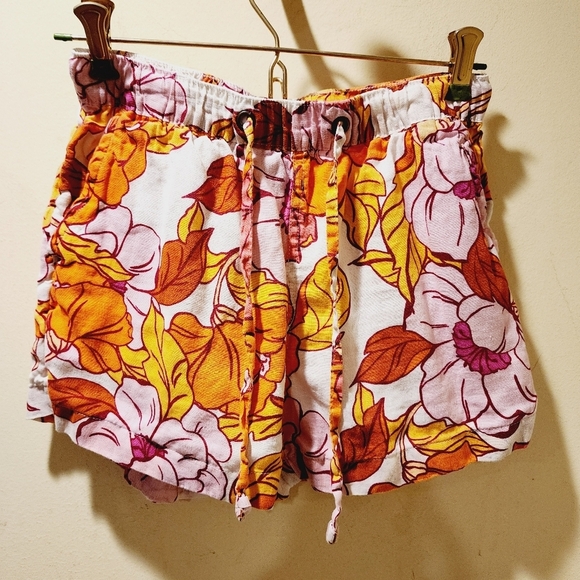 RACHEL by Rachel Roy Floral Drawnstring 100% Linen Short XS - Picture 5 of 11